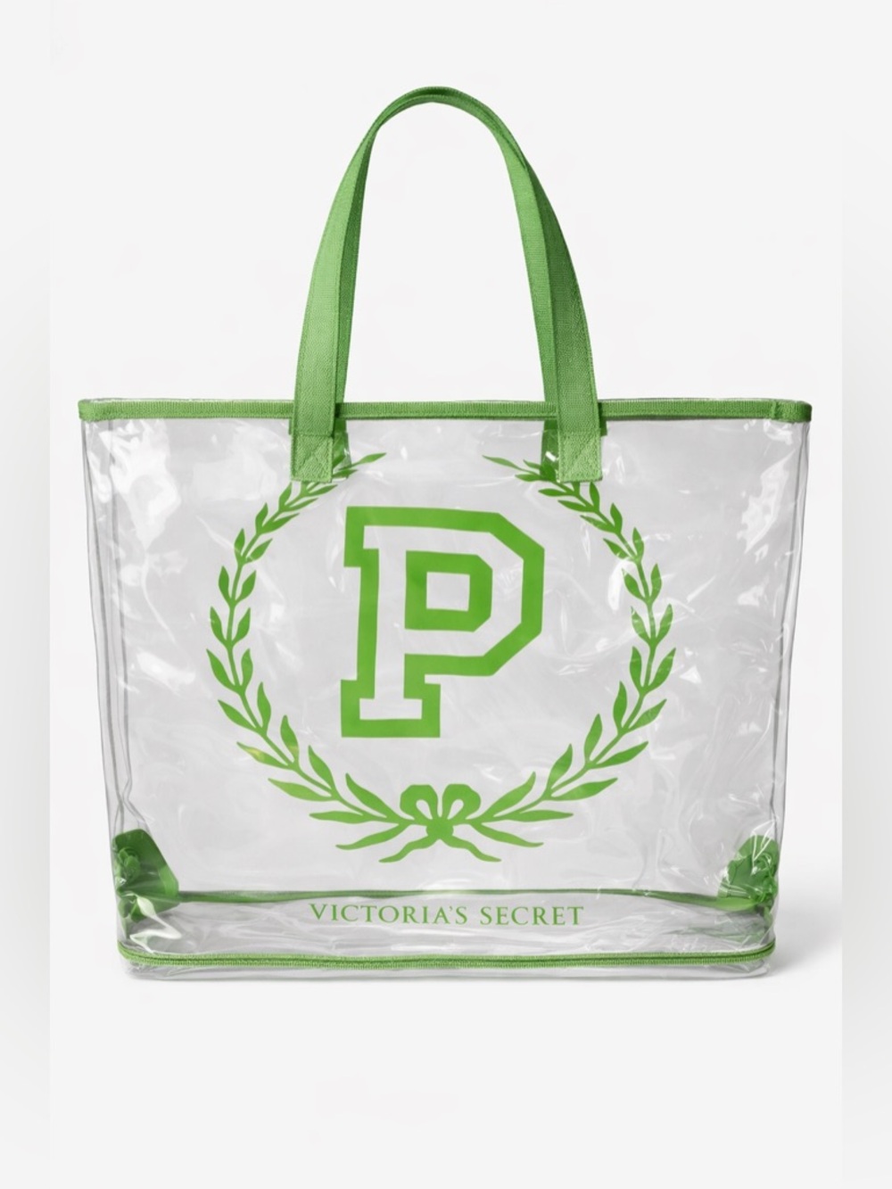Vintage Y2K Victorias Secret PINK Monogram Green Clear Bag Tote Stadium 90s Logo